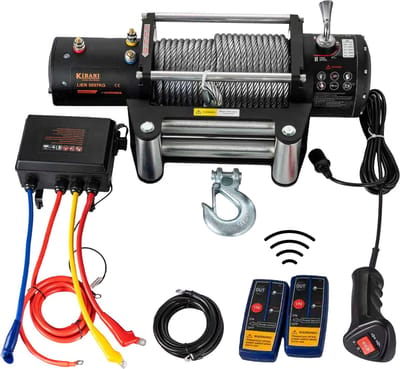 Kibani Elektrische Lier 12V 5897 kg – 26 m Staalkabel – Draadloze Afstandsbediening – Bumperlier voor Auto, Trailer en Off-road