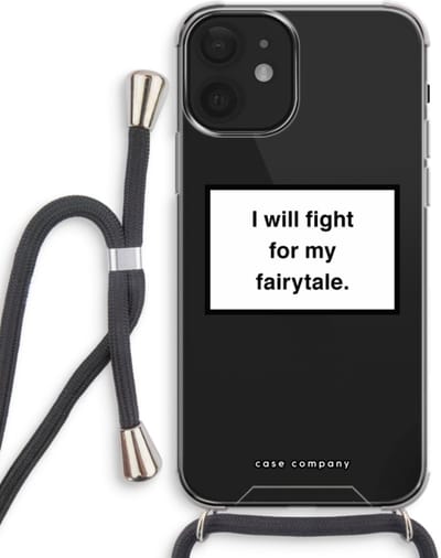 Case Company® - Hoesje met koord geschikt voor iPhone 12 mini hoesje met Koord - Fight for my fairytale - Telefoonhoesje met Zwart Koord - Bescherming aan alle Kanten en Over de Schermrand