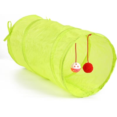 Kattentunnel Groene kattenbuis Opvouwbare grote ruimte Geluidsbel Knisperend ontwerp Duurzaam kattenspeelgoed voor yellow