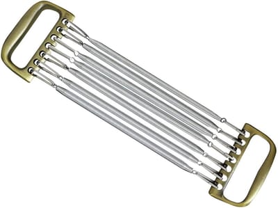 Borst Expander - Krachtbanden Set - Spieropbouw Training - 7 Verstelbare Weerstanden - 54 x 14 cm - Zilver