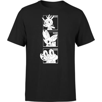 Pokemon Generation 6 Monochrome Starters Men's T-Shirt - Black - S