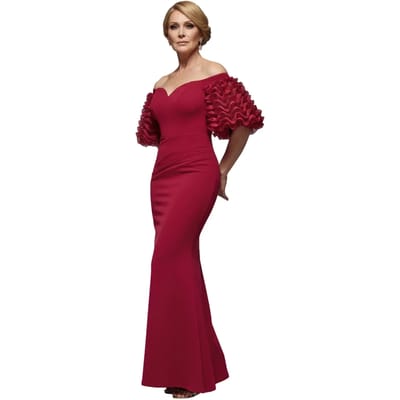 Langue Mouwloze Lange Strakke Jurk met Buffante Mouwen Dames Goddiva