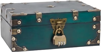 Vintage Houten Schatkist met 3-Cijferige Combinatieslot, Perfect voor Sieradenopslag en Decoratie