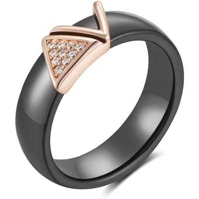 Anneaux Céramique Noire Couleur Or Rose Pour Femmes Accessoires Zircon Naturel Brillant Bijoux Fins Quotidien Haute Qualité 9 gray