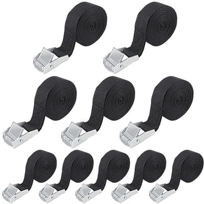 Verstelbare Spanbanden 10 Stuks - 2,5 cm x 2,5 m - Sjorbanden tot 250 kg voor Fiets, Motor en Camping