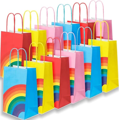 Kleurige Verjaardagstasjes Set van 16 Cadeautasjes voor Kinderen in 4 Kleuren voor Feestjes