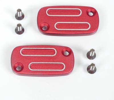 Paire couvercle de maître cylindre alu rouge TNT pour scooter Peugeot 50 Buxy Neuf