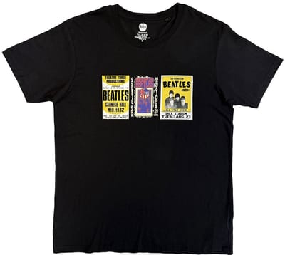 The Beatles - Black & White Band Heren Tshirt - S - Zwart