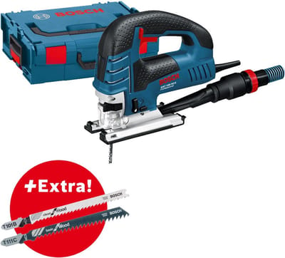 Decoupeerzaagmachine GST 150 BCE (25 x Clean for Wood zaagbladen, 5 x Basic for Wood zaagbladen, 1 x zaagblad T 144 D, afdekkap, antisplinterplaatje, glijvoet en zuigmondstuk)