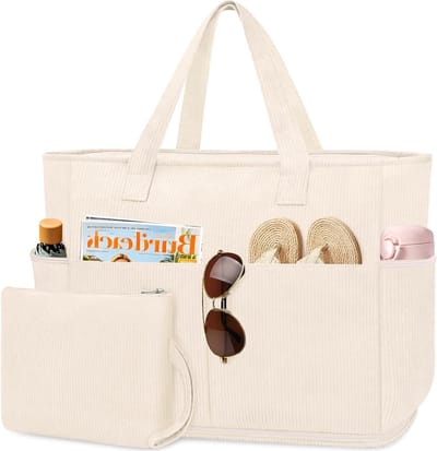 Grote Vouwbare Strandtas XXL met Rits voor Vrouwen - Waterdichte Reistas, Lichtgewicht Shopper en Zwembagtas voor Zomeruitjes, 55L