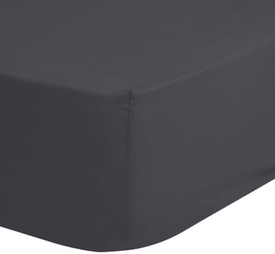 Good Morning hoeslaken effen kleur - 1 persoons 90x200 cm - Antraciet - 100% Katoen renforce