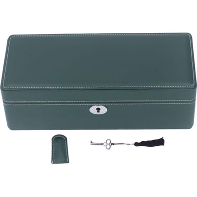 Horlogedoos Organizer met 4 Sleuven met Sleutel Microvezelleer Groen Exquise Horloge Display Opbergdoos gray