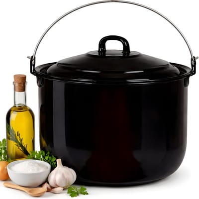 Lomera Kookpan - Kookpot - Outdoor Kookpan - Kookpan met Deksel - Kookpan met Hengsel - Zwarte Kookpan
