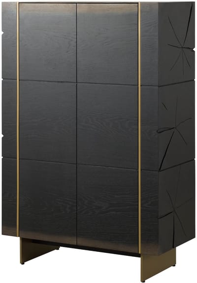 MASSIVMOEBEL24.DE eik highboard donkerbruin 94x45x142 cm (BxTxH) gelakt deels gemonteerd BEAMS deels massief #70
