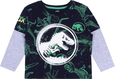 Marineblauwe en grijze Jurassic World jongensblouse