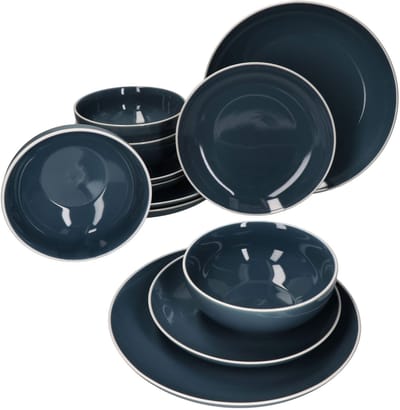 12-delige bordenset Linus Blauw - 403961 + 403947 + 403954