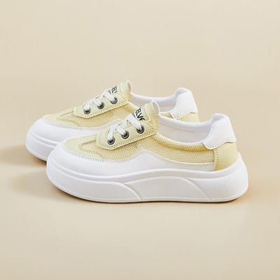 Nieuwe Zomer Witte Schoenen voor Vrouwelijke Studenten Mesh Ademend Hoogteverhogende Casual Schoenen 40 beige