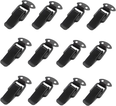 12 Stuks Spring Loaded Latch - Roestvrijstalen Hasp voor Kasten en Gereedschapskisten - Zwart
