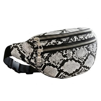 Zwart grijs heuptas dames en heren slangen patroon heuptas verstelbare band met gesp meerdere rits vakken compact crossbody heuptasje met dieren print voor dagelijks gebruik reizen festivals en casual outfits