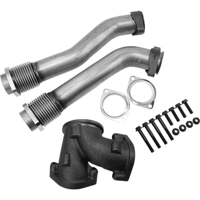 Kit de tuyau montant à soufflets Collecteur d'échappement turbo diesel Kit de tuyaux montants à soufflets Convient pour Ford 7.3 7.3L Powerstroke Diesel gray