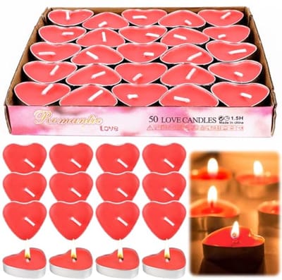 50 Stuks Hartvormige Candles - Romantische Decoratie voor Valentijnsdag, Verjaardagen en Bruiloften