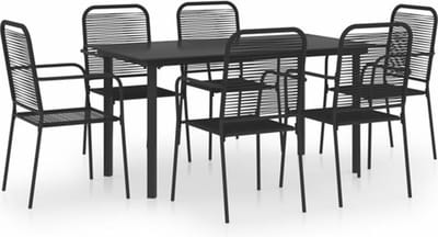 vidaXL - 7-delige - Tuinset - glas - en - staal - zwart