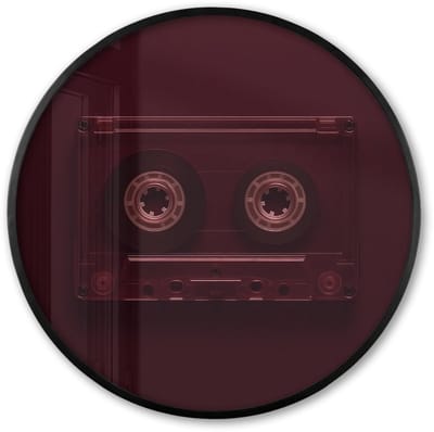 Poster in lijst Rond - Fotolijst 60x60 cm - Posters - Cassetteband - Bordeaux - Vintage - Ronde posterlijst zwart - Decoratie - Wanddecoratie woonkamer - Muurdecoratie slaapkamer