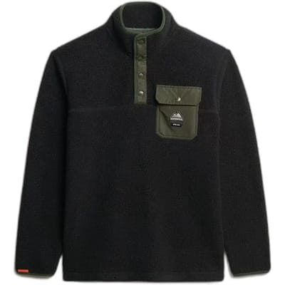 Superdry - Fuji-fleecetrui met halve drukknoopsluiting - Heren - Truien