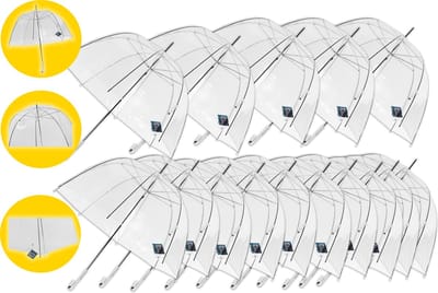 12 stuks Paraplu transparant plastic paraplu's 75 cm - doorzichtige paraplu - trouwparaplu - bruidsparaplu - stijlvol - bruiloft - trouwen - fashionable - trouwparaplu