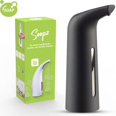 Soopz Automatische Zeepdispenser – Mat Zwart – Black Graphite Elegance – Zeeppompje met Bewegingssensor – Handzeep