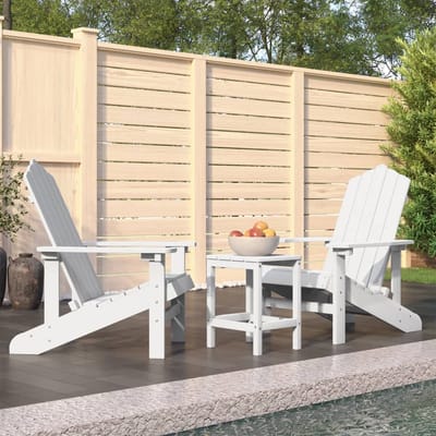 vidaXL - Tuinstoelen - Adirondack - met - tafel - HDPE - wit