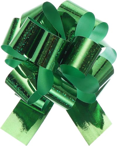 Grote Trekstrikken - Cadeaustrikken Lint - Geschenken Versieren - Metallic Glitter Afwerking - 10 cm Breed - Groen
