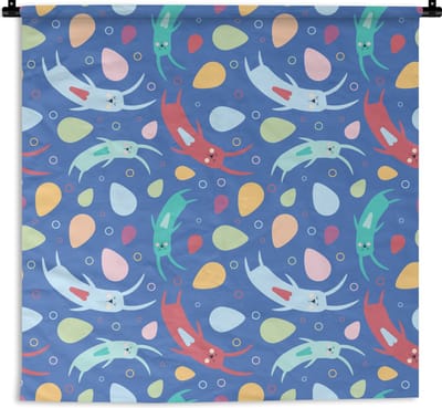 Wandkleed - Wanddoek - Konijnen - Pastel - Regenboog - Patronen - 180x180 cm - Wandtapijt