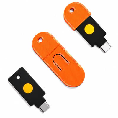 Beschermhoes Sleutelhanger Geschikt voor YubiKey 5C NFC – USB-C Security Key Case – NFC Protector – Krasbestendige Opbergcase – 2FA Security Key Holder – Oranje