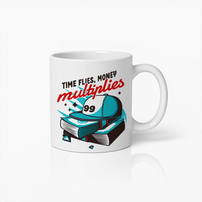 Time Flies Money Multiplies Mok 330ml – Motiverende Quote Beker voor Ondernemers & Doorzetters – Stijlvol Cadeau voor Zakelijke Liefhebbers