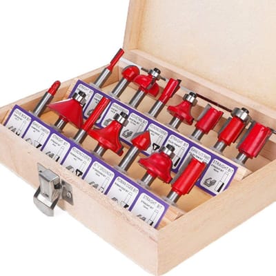 Dailygoods - Routerbits - Houtbewerkingssnijset - Hoogwaardige kwaliteit - 1/4 inch schacht - Freesgereedschap - Ideaal voor houtbewerking - 15 stuks