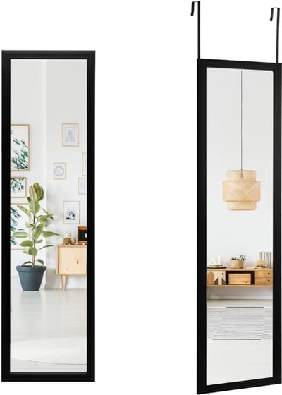 Aurixi® Deurspiegel Hangend - Deurspiegel - Spiegel Deurhanger - Zwart - 33cm x 2cm x 120cm