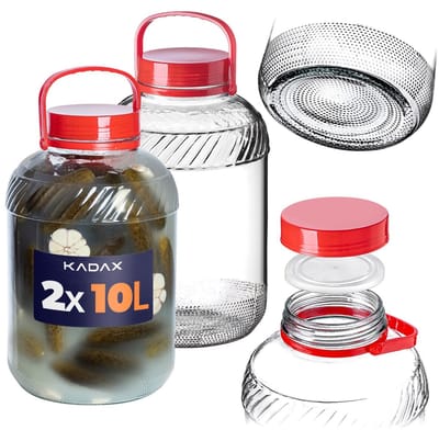 KADAX-pot Glazen pot 10L met deksel en handvat voor het beitsen van kool Pakket 2