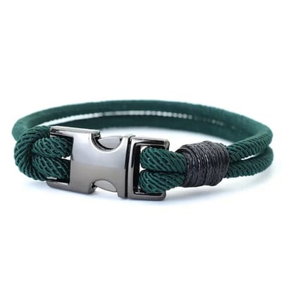 Livano Armband - Staal - Nep Zilver - Heren - Donkergroen