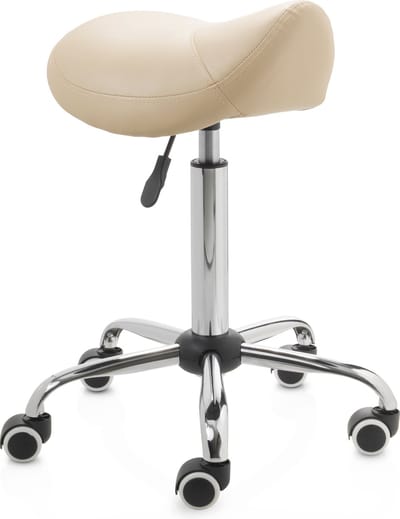 ZenGrowth ergonomische zadelkruk met middelhoge gasveer beige - Kapperskruk op zachte wielen – Zadelstoel - In hoogte verstelbaar