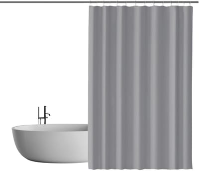 MODFU Douchegordijn – 200x240 cm – Waterafstotend & snel drogend – Met ringen – Stijlvol lichtgrijs badkamer gordijn – Wasbaar – Polyester – Lichtgrijs