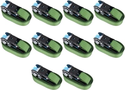 Spanbanden met ratel - Lading vastzetten - Transport en opslag - Sterk polyester materiaal - 10 stuks 6 meter - Groen