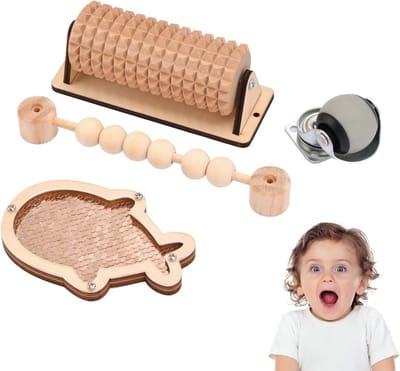 4 Delige DIY Sensorische Activiteitenbord Onderdelen - Houten en Stoffen Leerspeelgoed