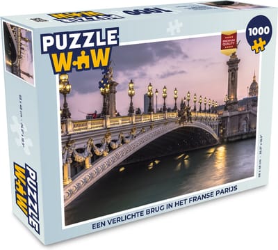 Puzzel Een verlichte brug in het Franse Parijs - Legpuzzel - Puzzel 1000 stukjes volwassenen