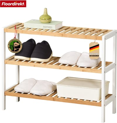 FLOORDIREKT Schoenenrek van Bamboe - Smal en Ruimtebesparend - Schoenenopberger met 3 Planken - Michigan