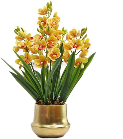 Kunstorchidee met pot - Nep bloemen - Woonkamer decoratie - Realistisch PU materiaal - Niet gespecificeerd - Geel