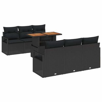 vidaXL - Tuinbank - Set - 7 - st - 6-Aantal - zitplaatsen - Zwart