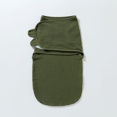 Babywikkeldoek, pasgeboren deken, gemaakt van ademend biologisch katoen, verstelbare, loszittende babywikkeldoek (bruingroen - S)