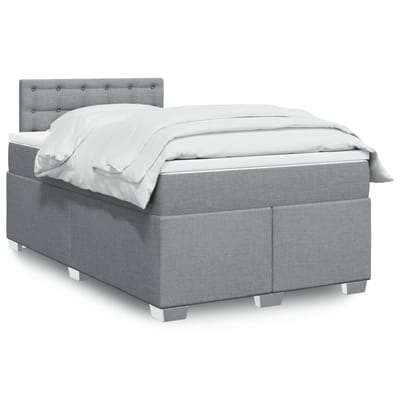 vidaXL - Boxspring - met - matras - stof - lichtgrijs - 120x200 - cm