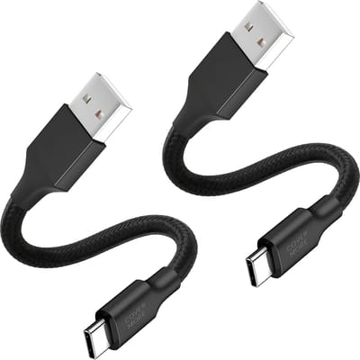 Usb naar usb C kabel - Kort - Voor data en opladen - 2 stuks - 30cm - Stevig - Zwart